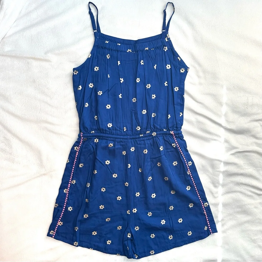 Boden Royal Blue Floral Sleeveless Romper Girls 13-14 Kids Flowers Tank Pink - Picture 3 of 8